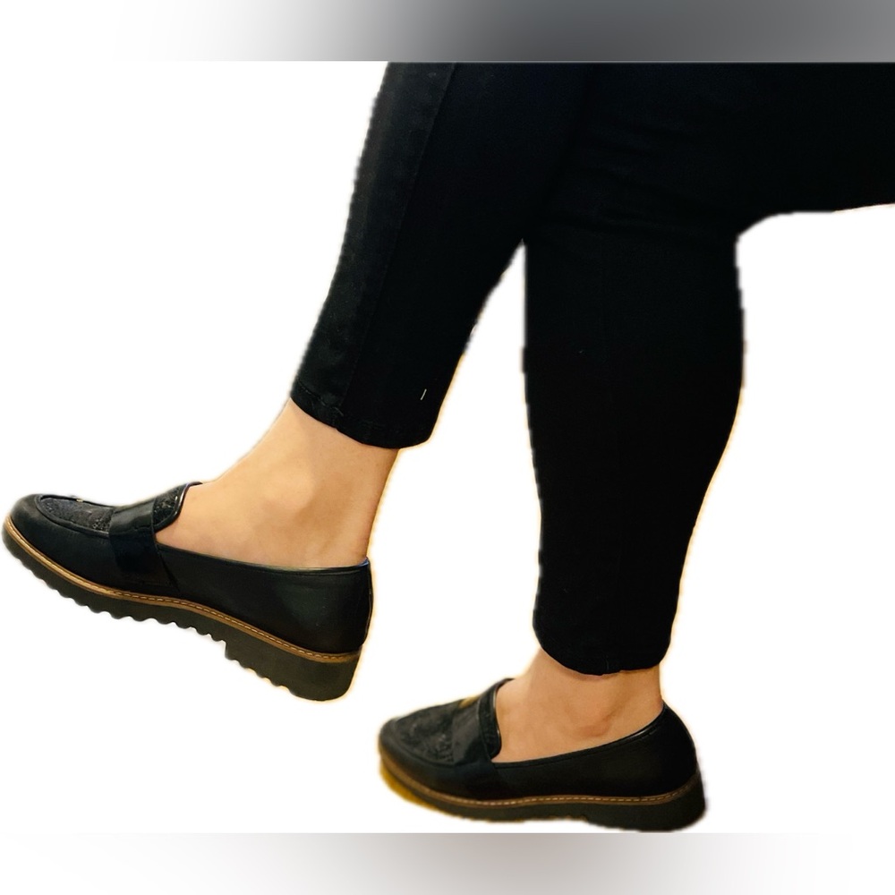 Halogen loafers, worn 2x, has a small tear shown in the third picture.